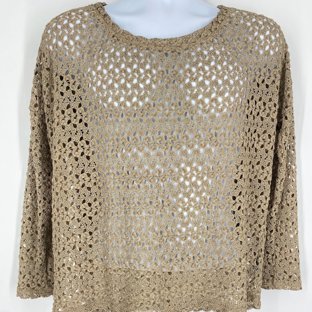 Forever 21 Tunic & Tank Crochet Overlay Top  Size Small –Golden Taupe/Beige/Gold